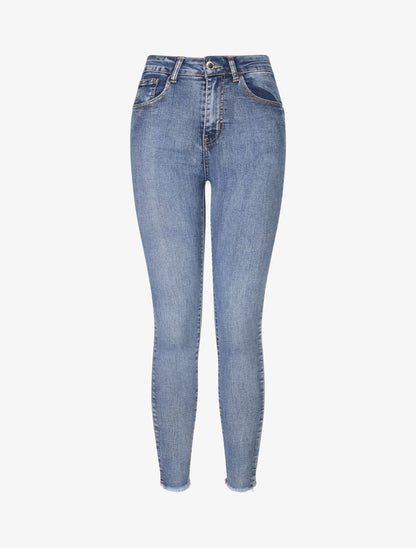 Jean skinny à bords coupe franche - Bleu clair - 1