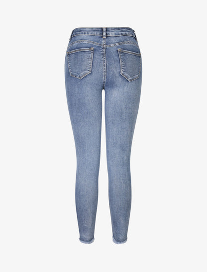 Jean skinny à bords coupe franche - Bleu clair - 2