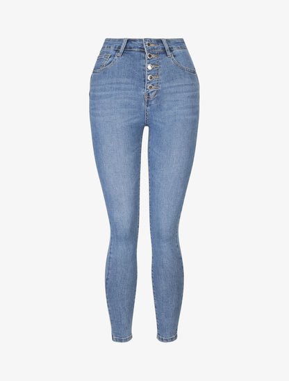 Jean skinny à taille haute - Bleu - 1