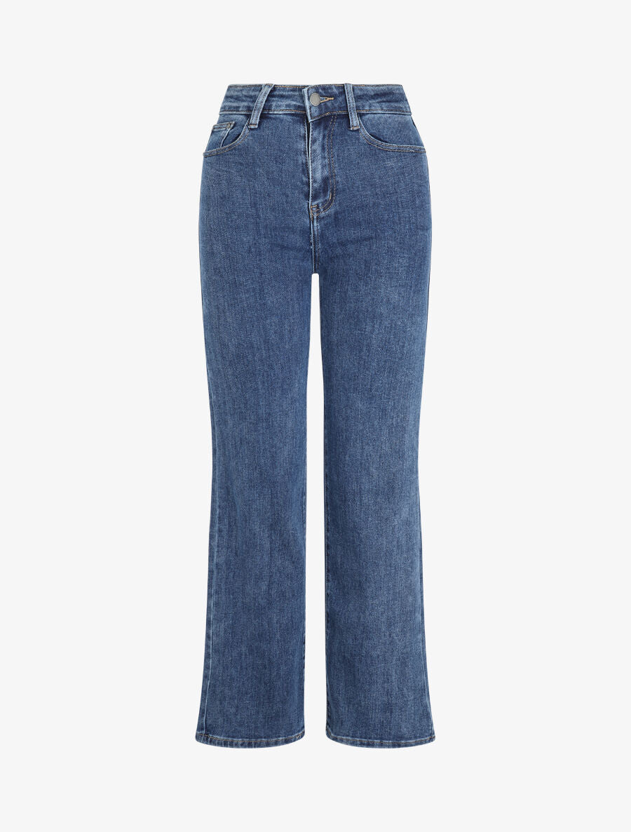 Jean droit à taille haute - Bleu - 1