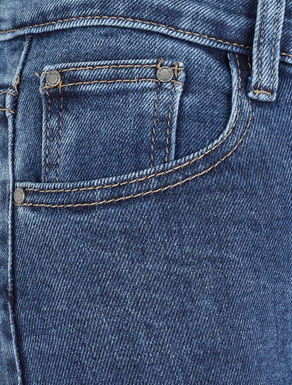 Jean droit à taille haute - Bleu - 3