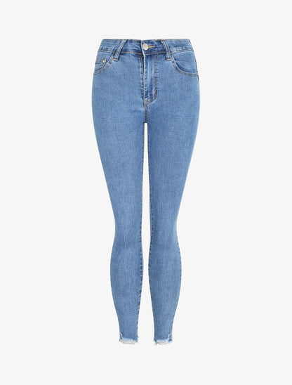 Jean push up à bords déchirés - Bleu clair - 1