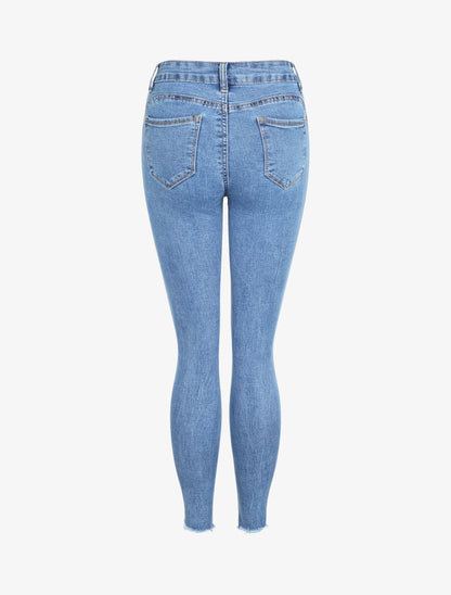 Jean push up à bords déchirés - Bleu clair - 2