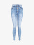 Jean push up délavé et boutonné - Bleu clair - 3