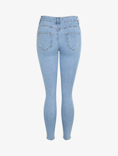 Jean push up à détail griffures - Bleu clair - 4