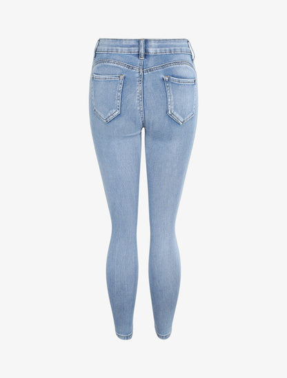 Jean push up à taille à coutures en V - Bleu - 2