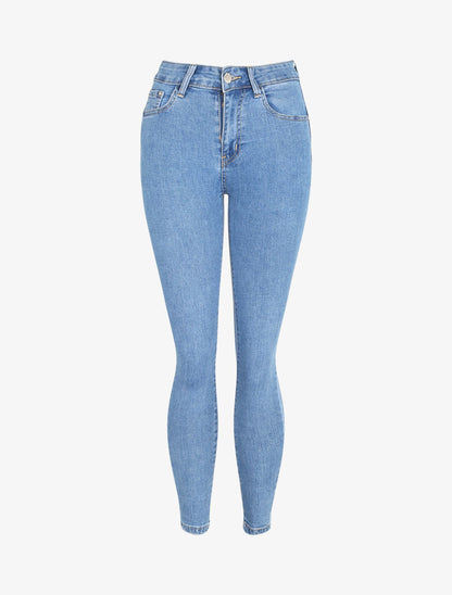 Jean push up à taille à coutures en V - Bleu clair - 3