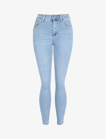 Jean skinny push up à taille haute - Bleu clair - 1