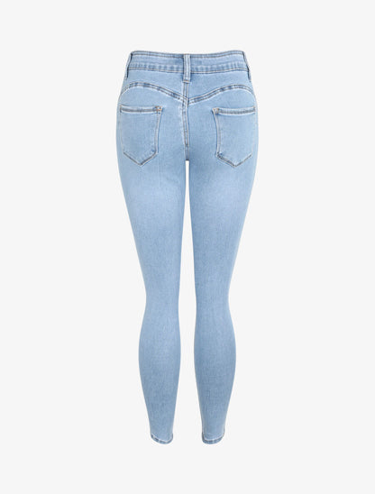 Jean skinny push up à taille haute - Bleu clair - 2