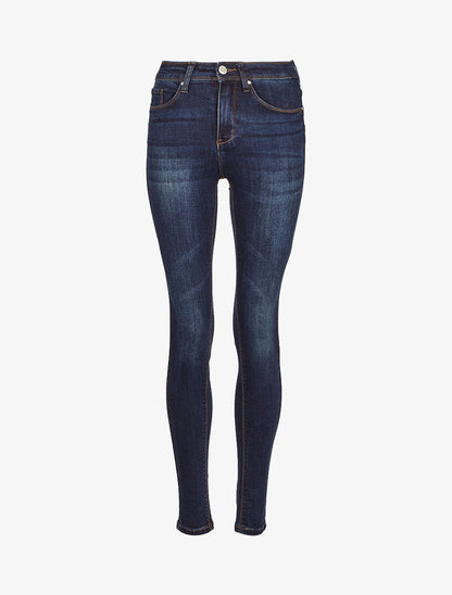 Jean skinny délavé à coutures stylisées - Denim foncé - 3