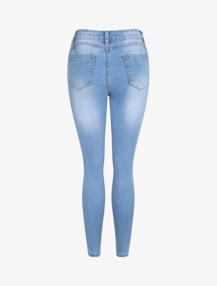 Jean push up à fermeture boutonnée - Bleu clair - 2