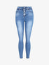 Jean slim à taille empire élastiquée - Bleu denim - 3