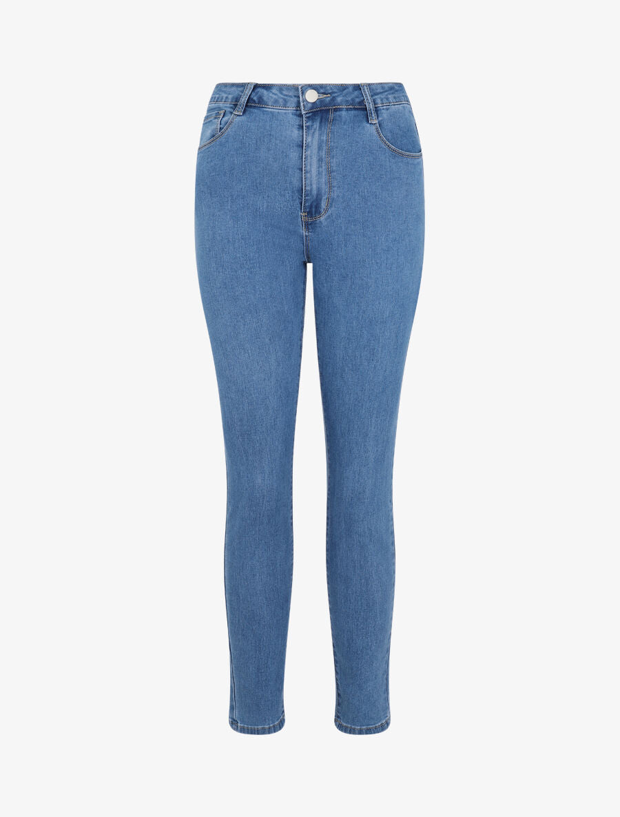 Jean skinny grande taille uni - Bleu clair - 4