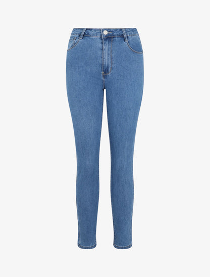 Jean skinny grande taille uni - Bleu clair - 4