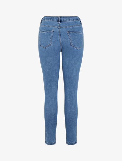 Jean skinny grande taille uni - Bleu clair - 2
