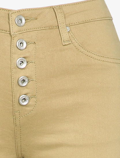 Jean slim à boutonnière - Jaune pâle - 3