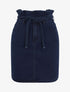 Jupe en jean à taille haute volantée - Marine - 4