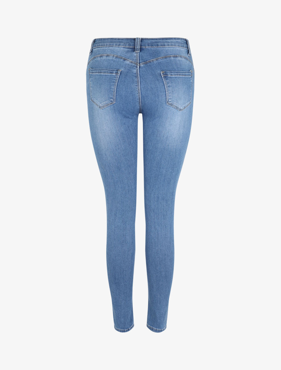 Jean skinny déchiré et délavé - Bleu clair - 2
