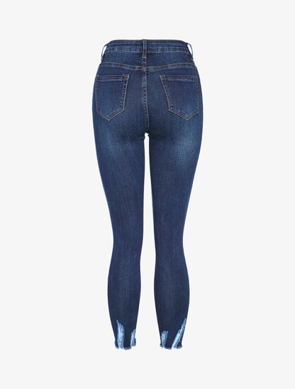 Jean 7/8 à bords effet usé - Bleu - 2