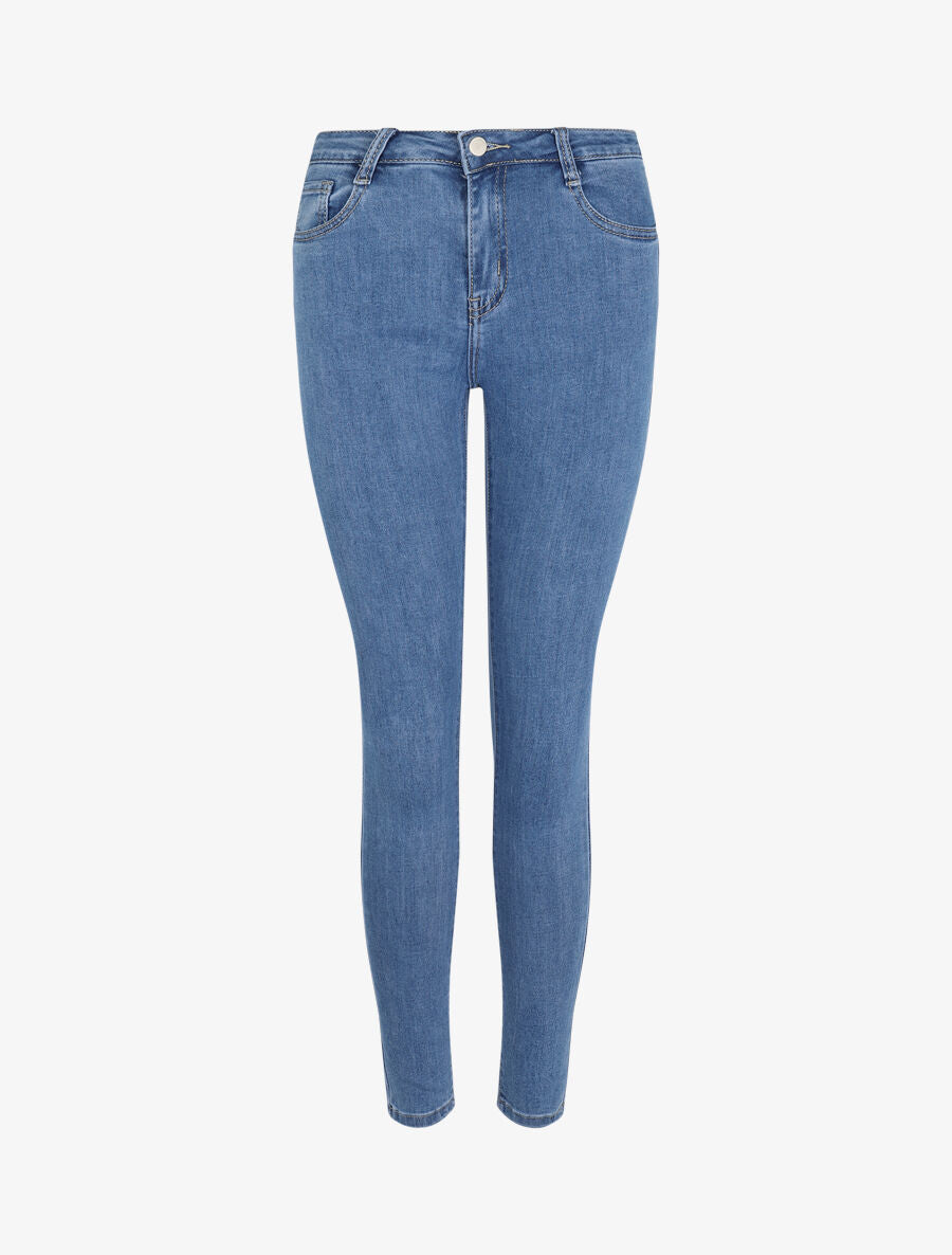 Jean skinny uni et stretch - Bleu - 1