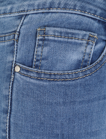 Jean 7/8 à bords coupe franche - Bleu - 3