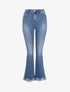 Jean flare à bords éffilochés - Bleu denim - 1