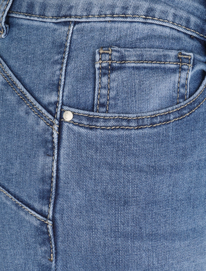 Jean flare à bords éffilochés - Bleu denim - 3