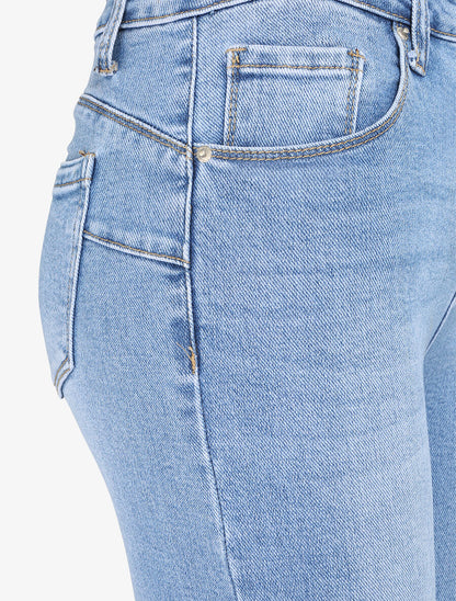 Jean push up coupe flare à bords destroy - Denim clair - 3