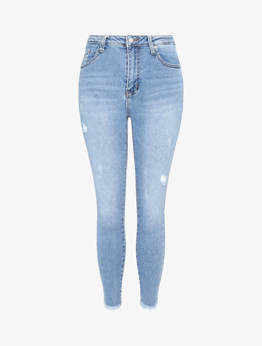 Jean skinny à éraflures - Bleu denim - 4