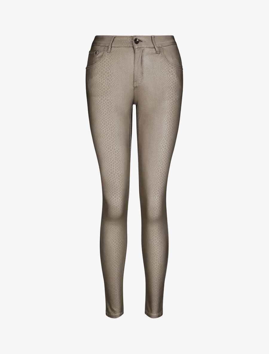 Pantalon en simili effet python - Gris clair - 1