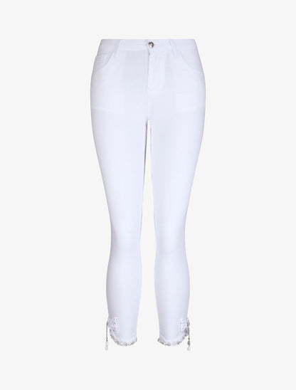 Jean slim orné de strass - Blanc - 1