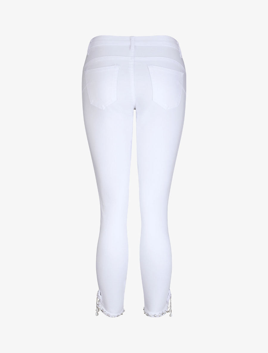 Jean slim orné de strass - Blanc - 2