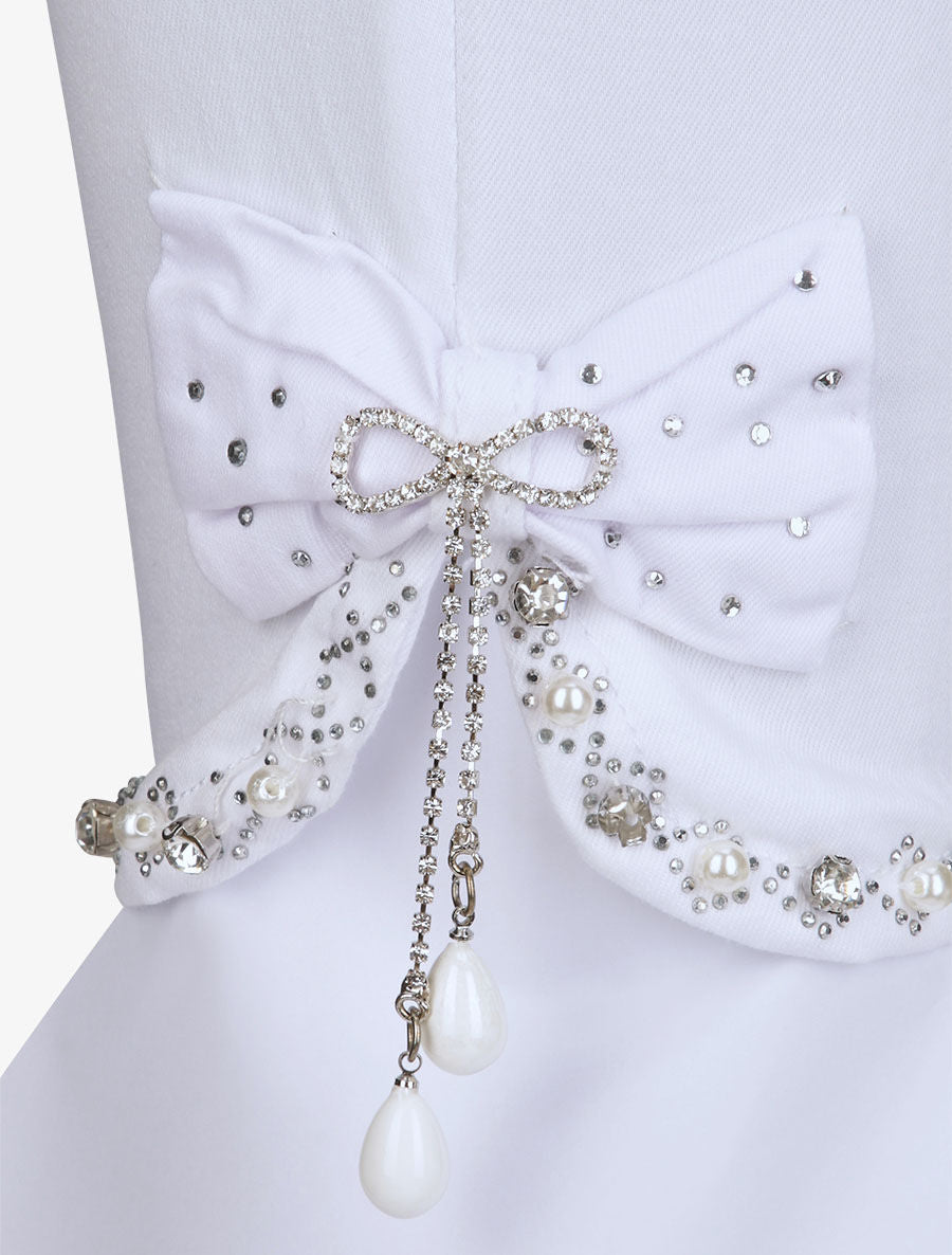 Jean slim orné de strass - Blanc - 3
