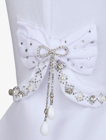 Jean slim orné de strass - Blanc - 3