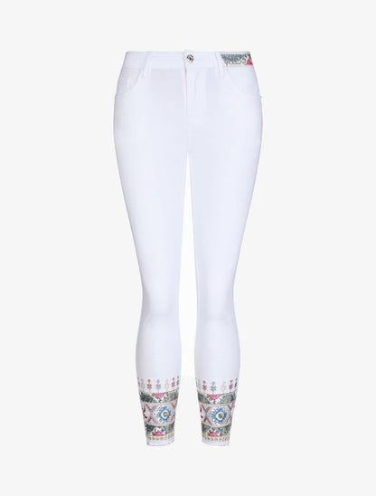 Jean 7/8 à chevilles ornées de sequins - Blanc - 4