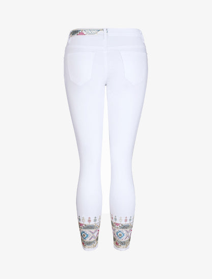 Jean 7/8 à chevilles ornées de sequins - Blanc - 2