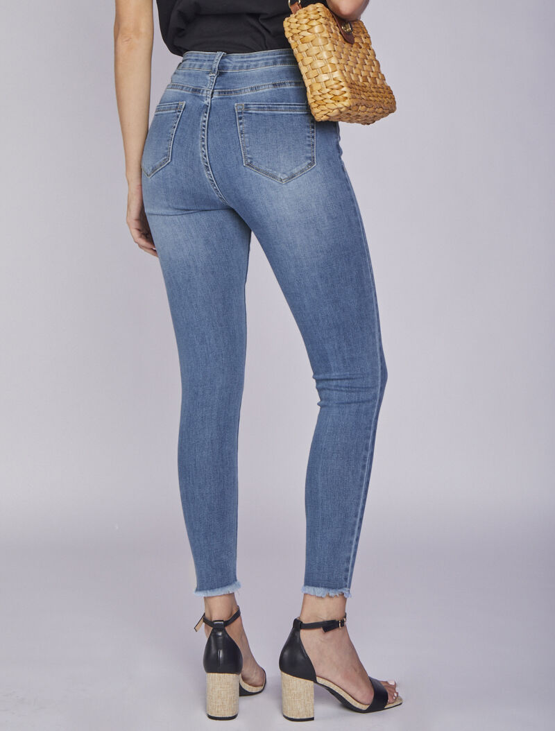 Jean skinny à bords effilochés - Denim clair - 2