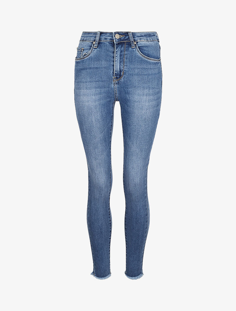 Jean skinny à bords effilochés - Denim clair - 3