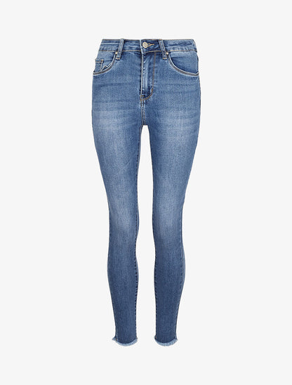 Jean skinny à bords effilochés - Denim clair - 3