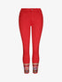 Jean 7/8  à bords coupe franche ornés de sequins - Rouge - 1