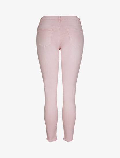 Jean 7/8  à bords coupe franche ornés de sequins - Rose - 2