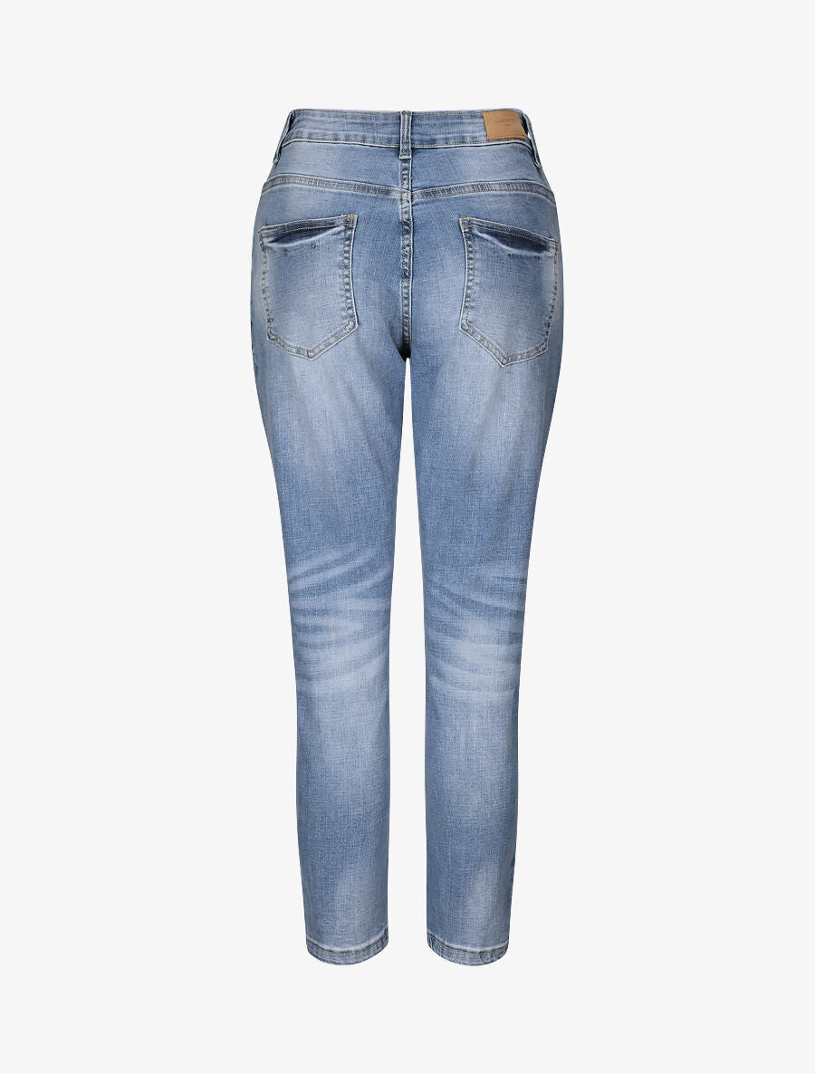 Jean boyfriend à taille haute et délavé - Bleu clair - 2