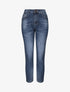 Jean boyfriend à taille haute et délavé - Bleu denim - 1