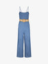 Combinaison oversize unie en denim - Bleu - 4