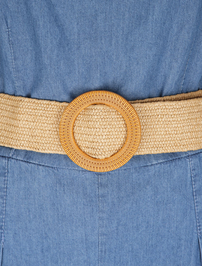 Combinaison oversize unie en denim - Bleu - 3