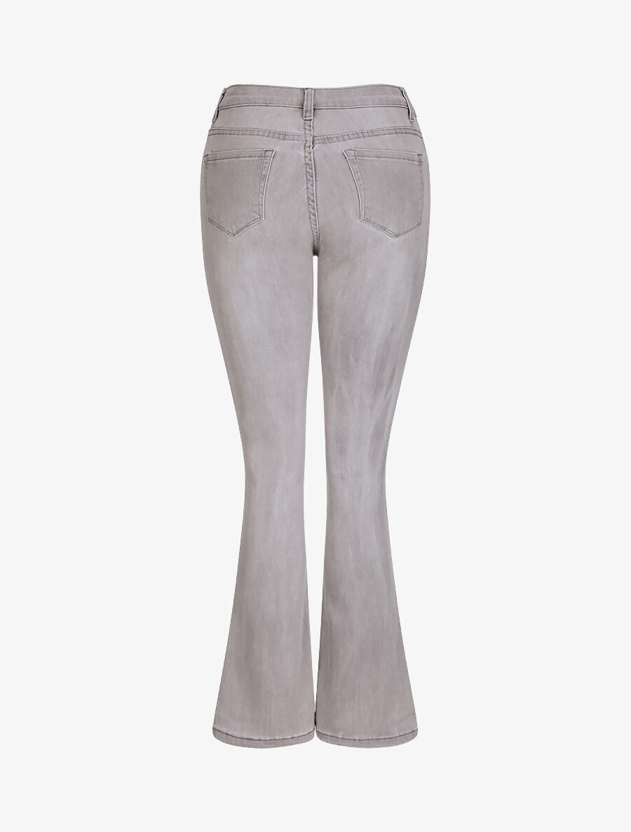 Jean flare uni taille haute - Gris clair - 2