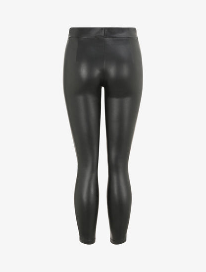 Legging uni en simili - Noir - 2