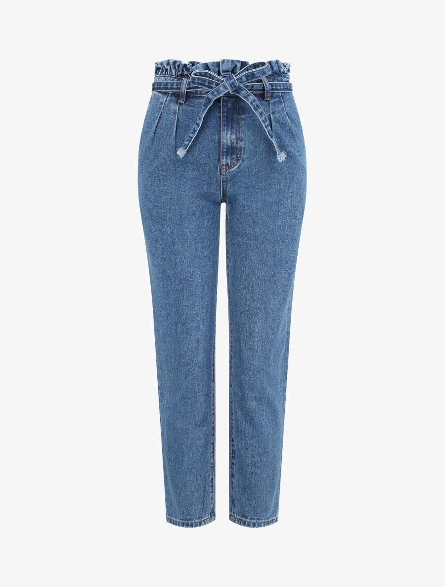 Jean ample à taille élastiquée - Bleu denim - 6