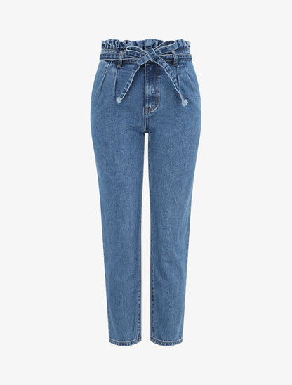 Jean ample à taille élastiquée - Bleu denim - 6