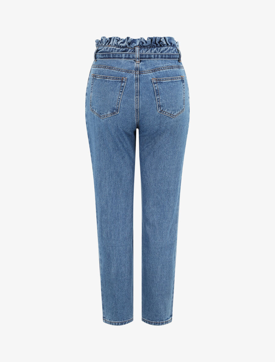 Jean ample à taille élastiquée - Bleu denim - 4
